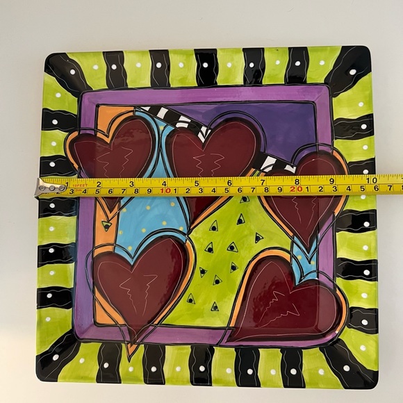 Vintage Prospero Designworks 10x10” Square Ceramic Hearts Plate Tray Platter - Picture 4 of 5